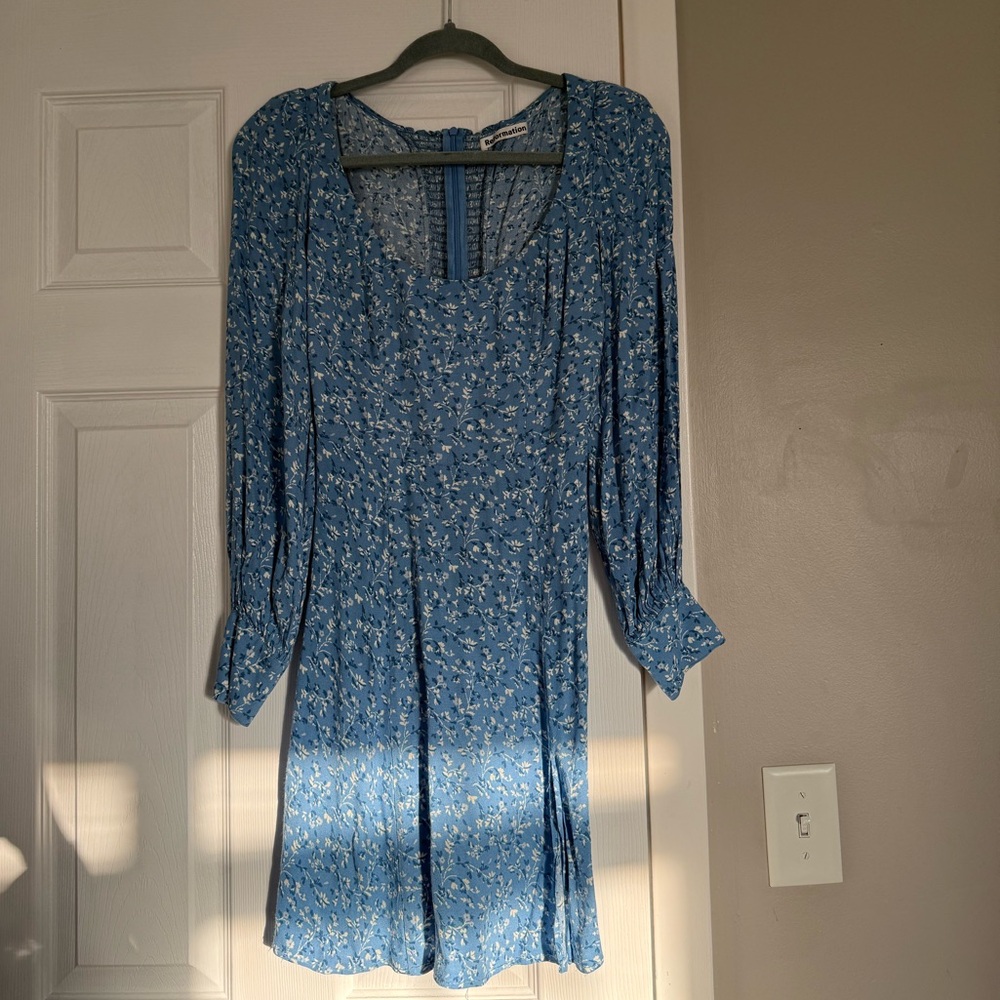 Reformation Blue Floral Midi Dress